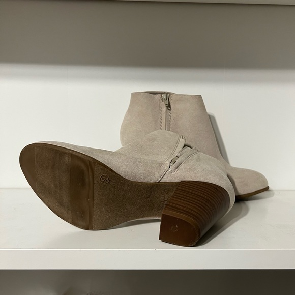 Off White Faux Suede Booties - Picture 2 of 2